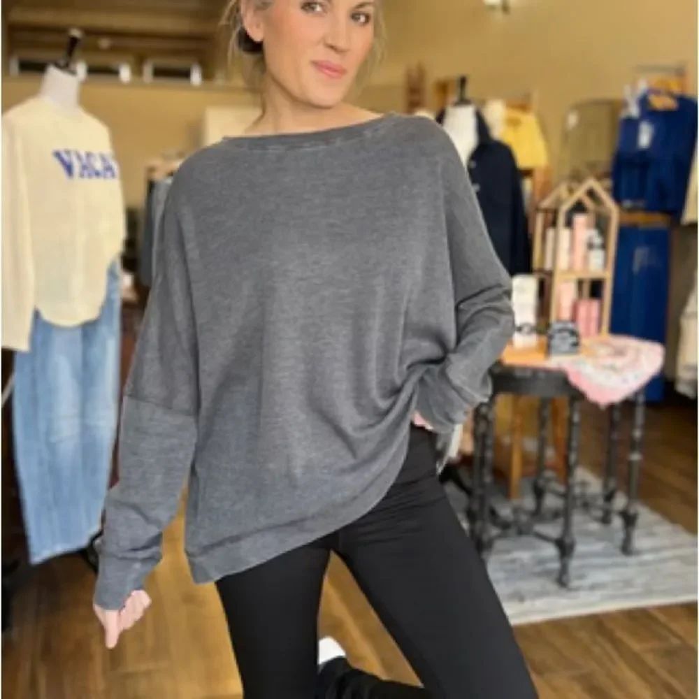 Mono B oversized Charcoal Gray Crew Neck Sweatshirt